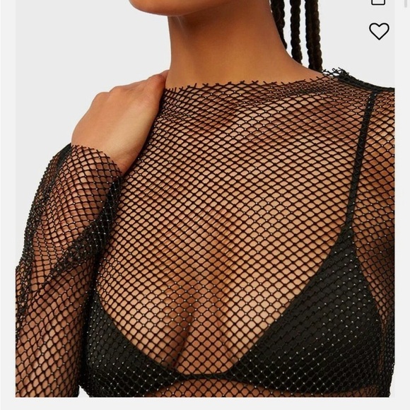 WeWoreWhat Black Mesh Mock Neck - Picture 8 of 8